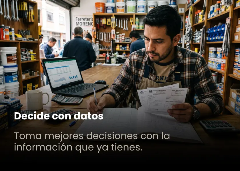 Pasillo 04 · Decide con datos · Toma mejores decisiones con la información que ya tienes
